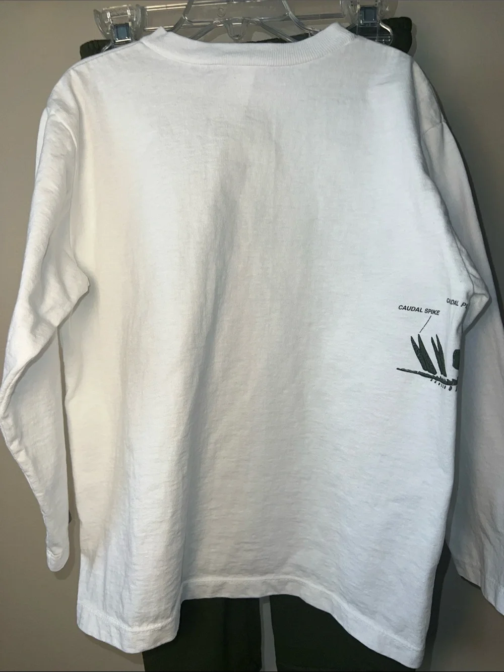 Vintage S.P.UDZ Stegasaurus Graphic Long-Sleeve Tee - White & Army Green - Kids